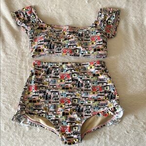 Retro Camera Print Bikini Set